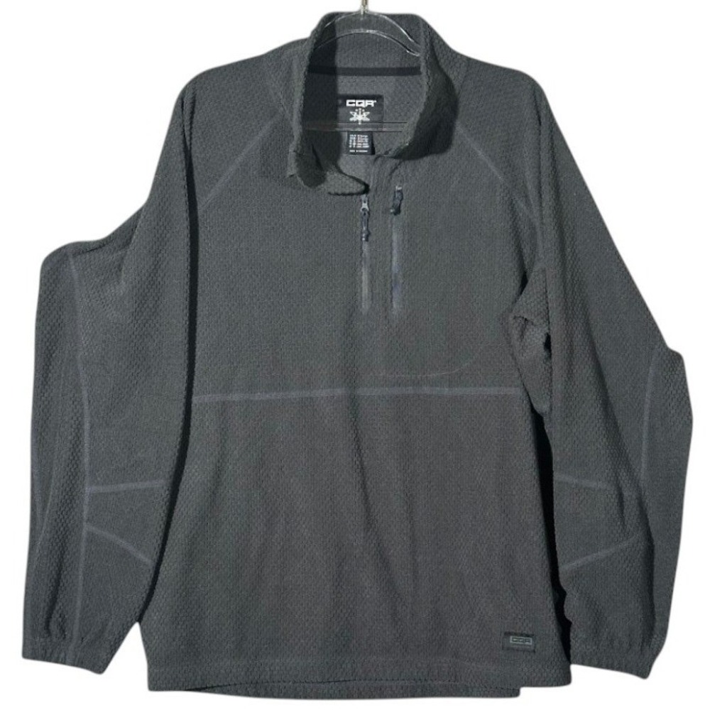 CQR Liberator 1/4 Zip Pullover Mens XL Charcoal Grey Waffle Grid Fleece HKZ211